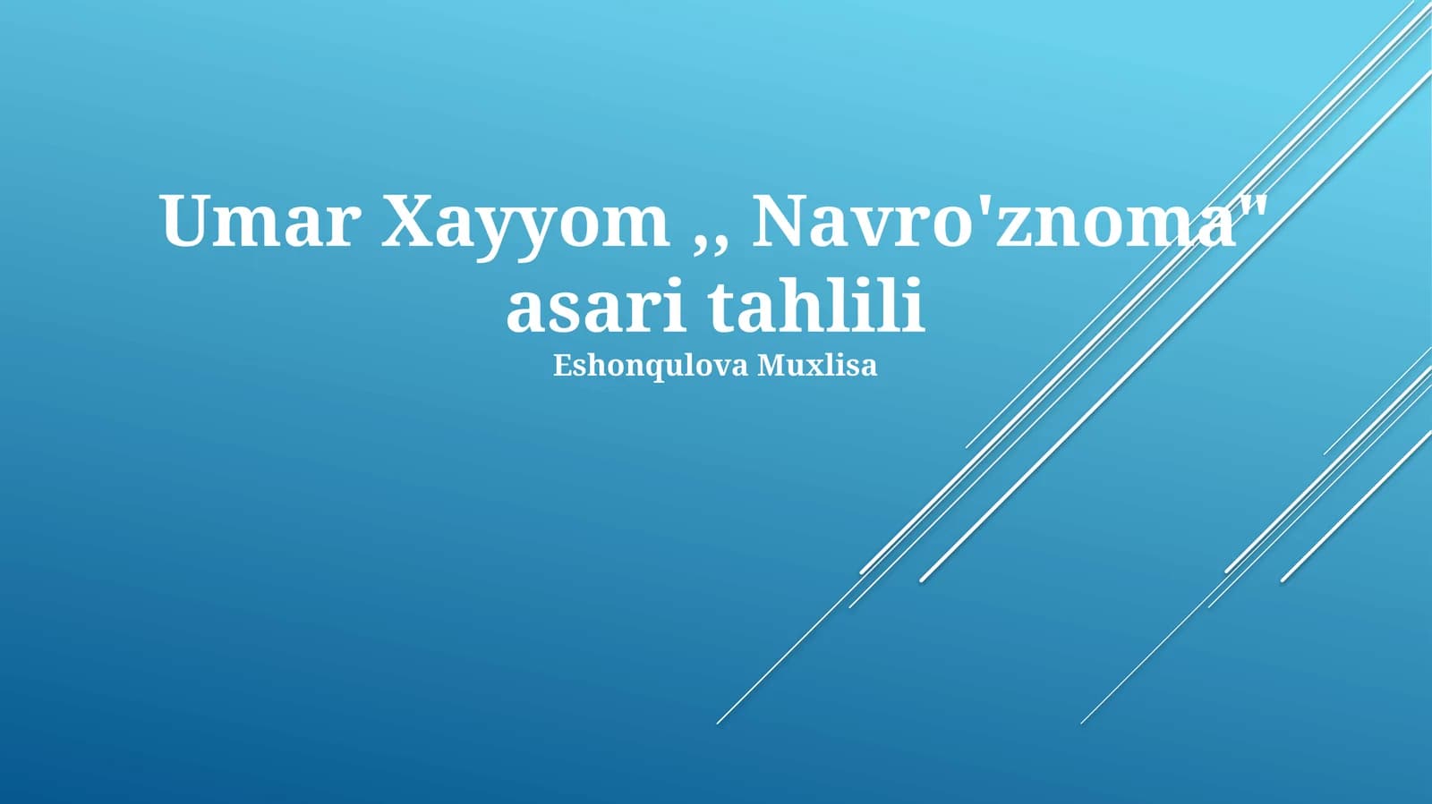 Umar Xayyom,, Navro'znoma" asari tahlili