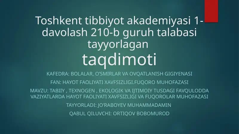 Toshkent Tibbiyot Akademiyasi