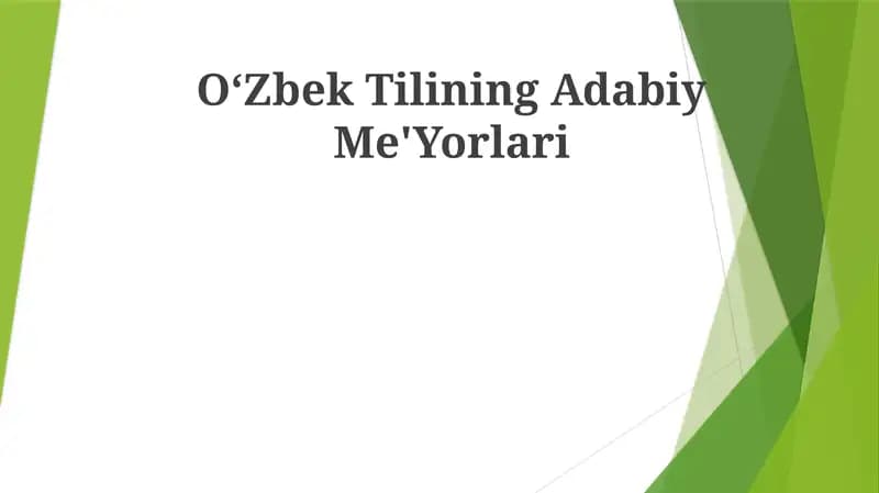 Oʻzbek Tilining Adabiy Me'Yorlari