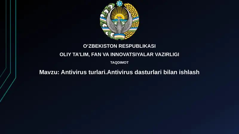 Antivirusturlari.Antivirusdasturlaribilanishlash