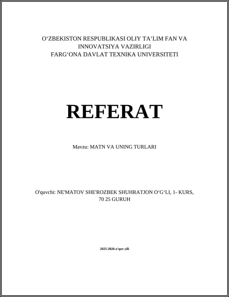 MATN VA UNING TURLARI