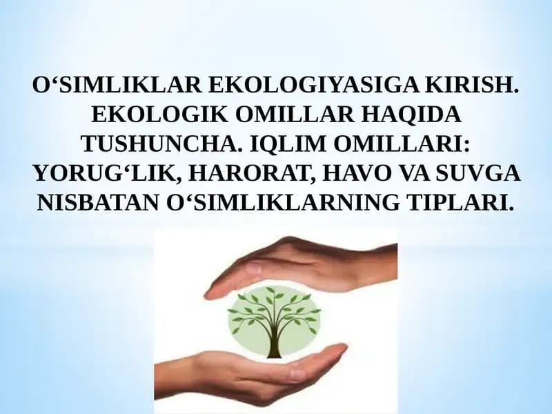 O‘simliklar Ekologiyasiga Kirish