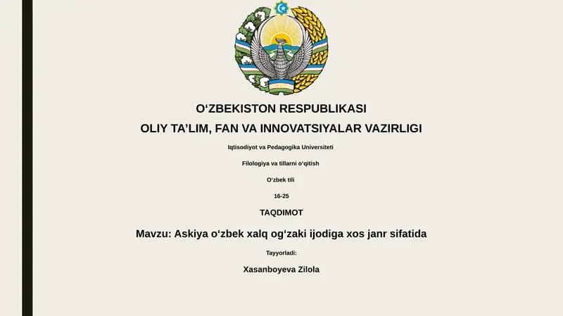 Askiya o'zbek xalq og'zaki ijodi