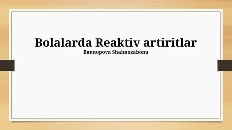 Bolalarda Reaktiv artiritlar