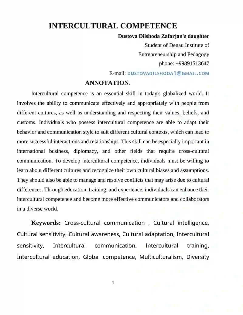Intercultural Competence