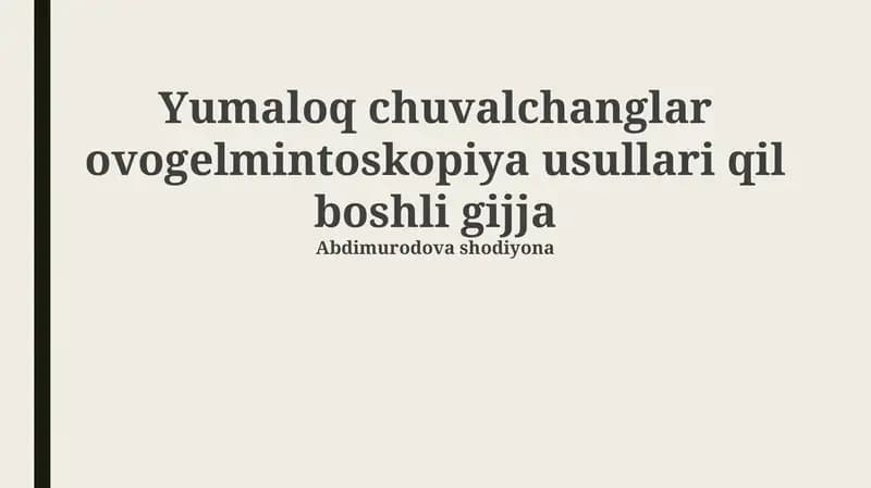 Ovogelmintoskopiya Usullari