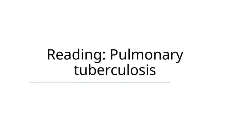 Pulmonary tuberculosis