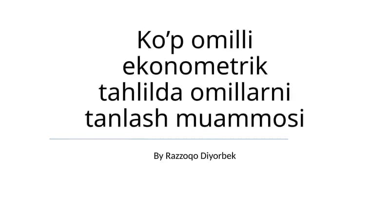 Omil Tanlash Muammosi