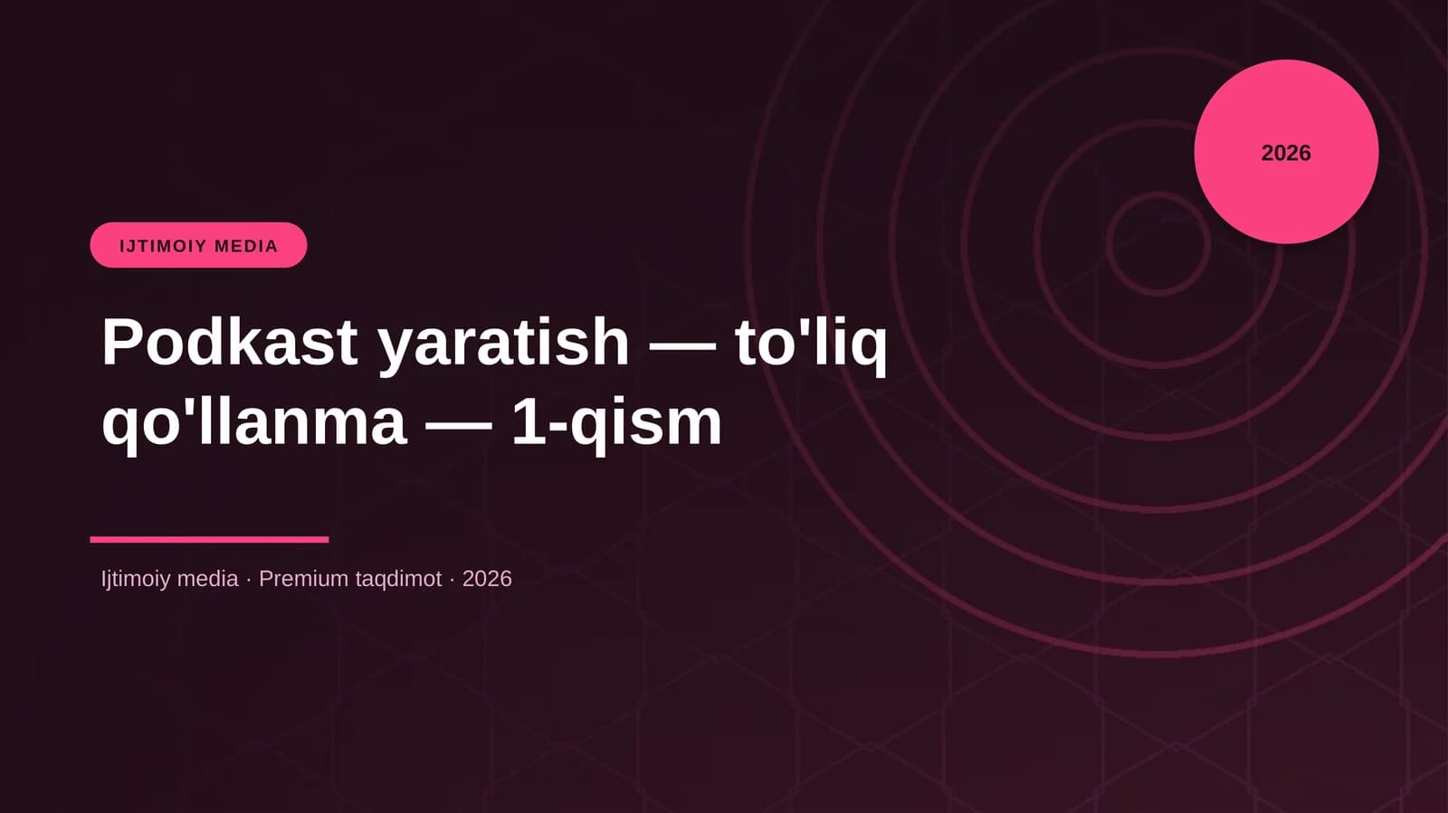 Podkast yaratish — to'liq qo'llanma — 1-qism