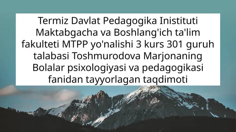 Neyropedagogik muhitni tashkil etish