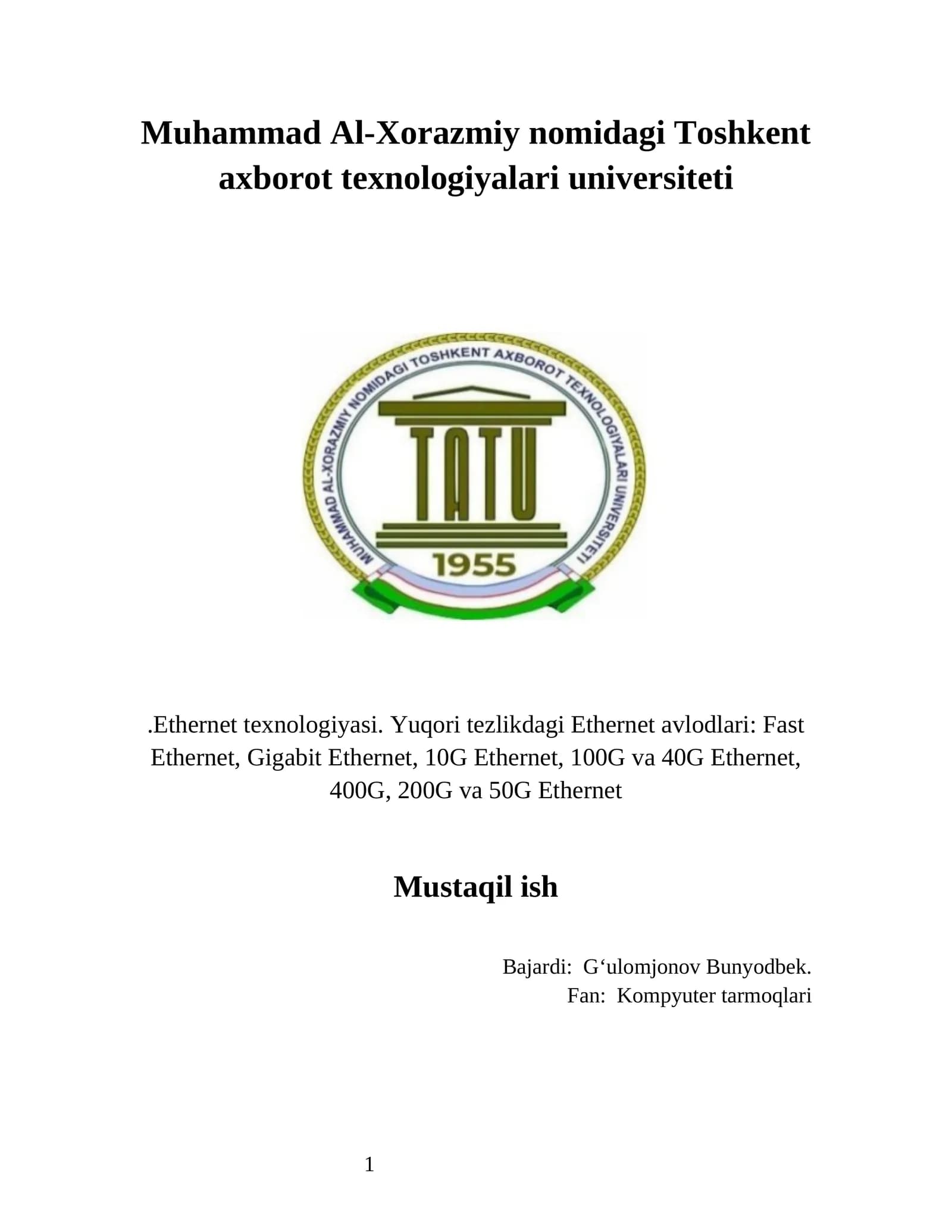 Ethernet texnologiyasi