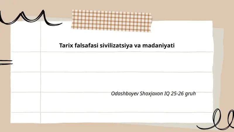 Tarix falsafasi sivilizatsiya va madaniyati