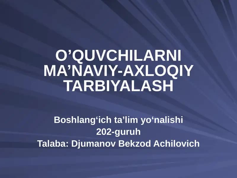 Boshlangʻich taʼlim yoʻnalishi