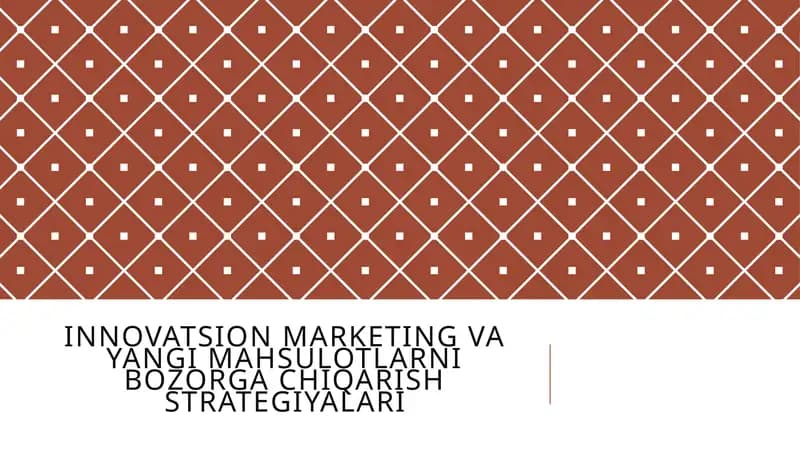 Innovatsion marketing va yangi mahsulotlarni bozor qachon chiqarish strategiyalari