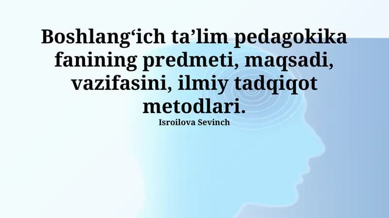 Boshlang'ich ta'lim pedagogikasi