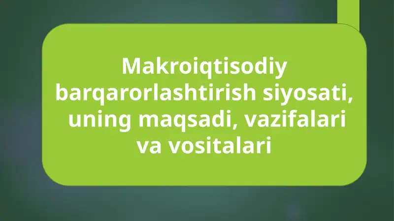 Makroiqtisodiy barqarorlashtirish siyosati