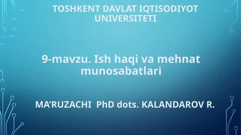 Ishhaqiva mehnat munosabatlari