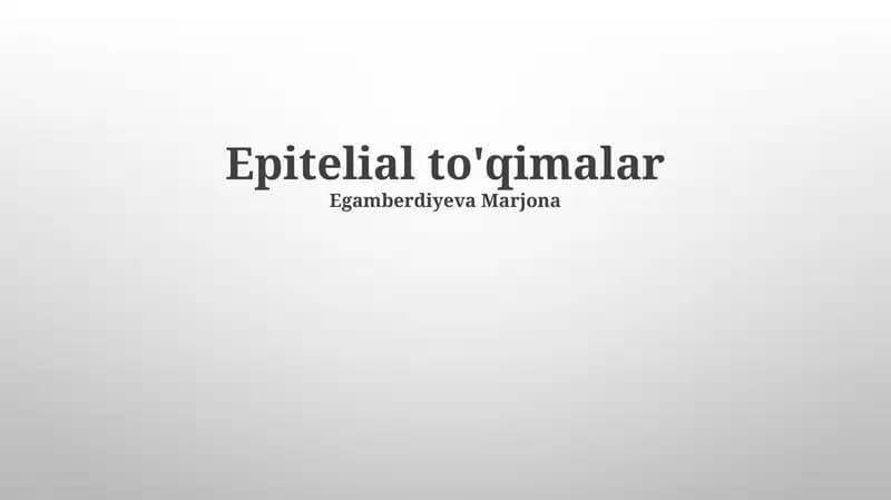 Epitelial to'qimalar