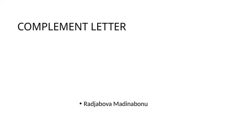 COMPLEMENT LETTER