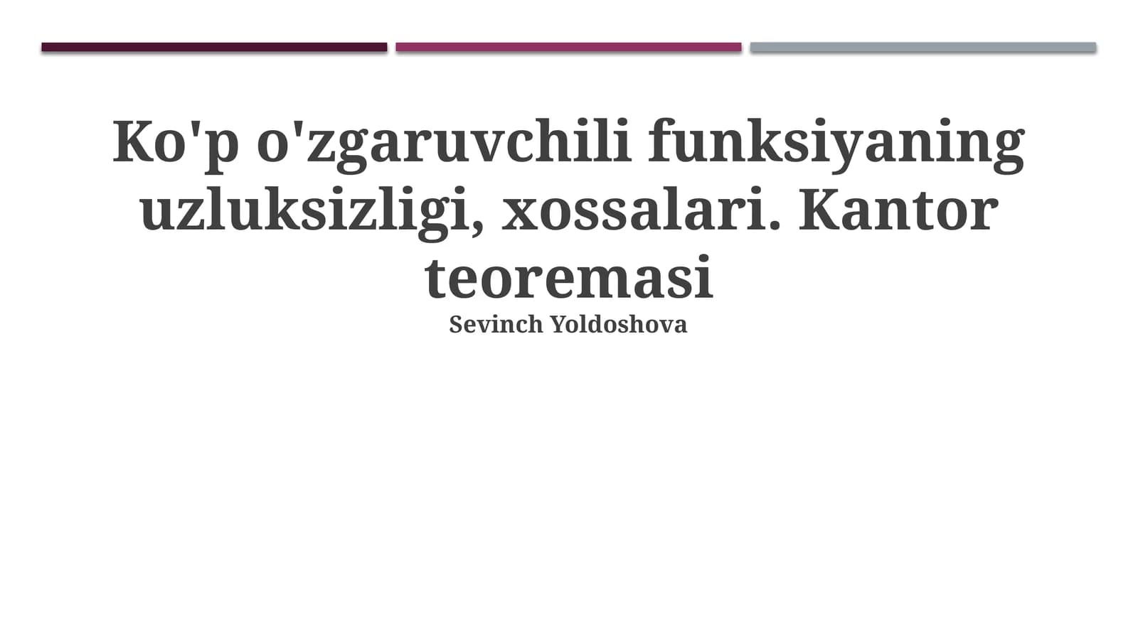 Ko'p o'zgaruvchan funksiyaning uzluksizligi