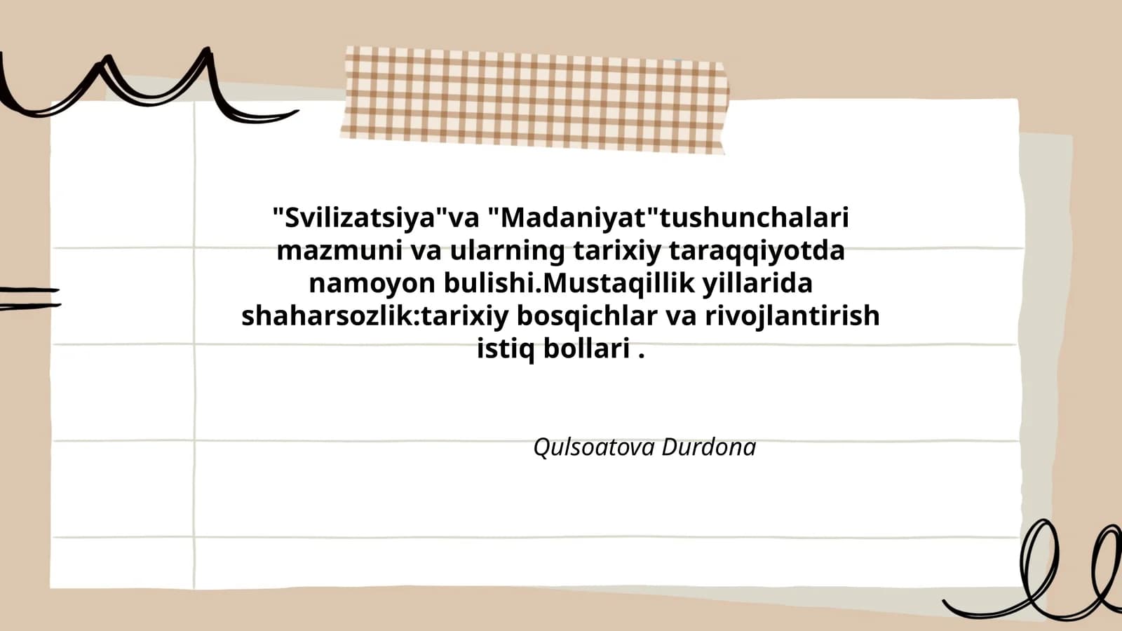 "Svilizatsiya"va "Madaniyat"tushunchalari