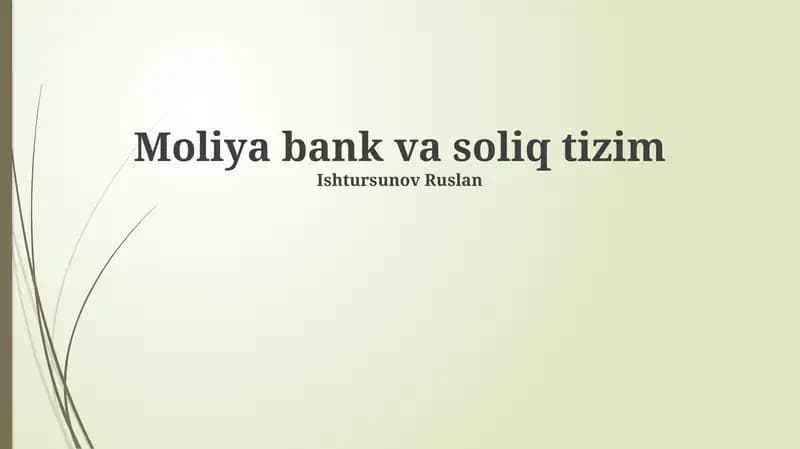 Moliya bank va soliq tizim
