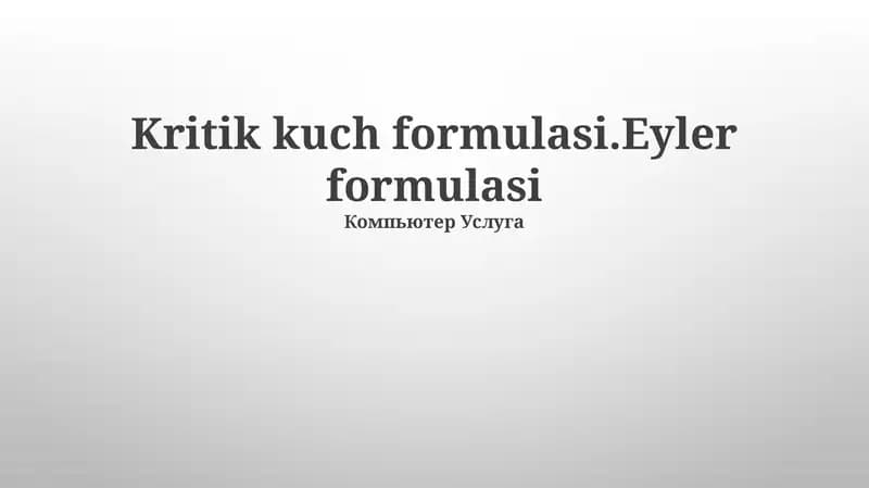 Eyler formulasi
