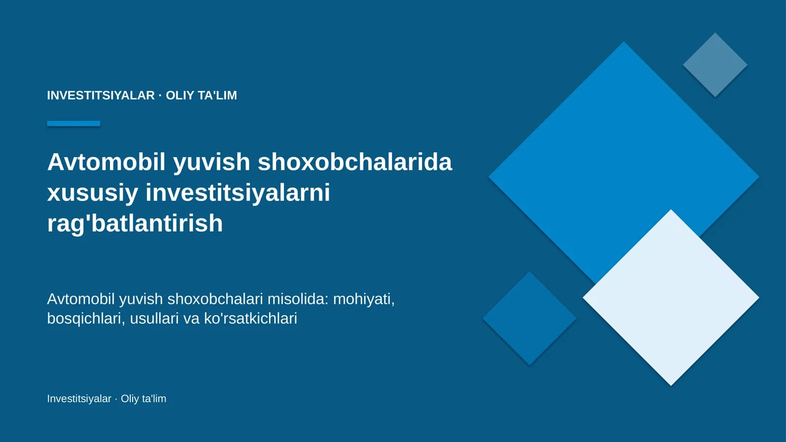 avtomobil yuvish shoxobchalarida xususiy investitsiyalarni rag'batlantirish 4072