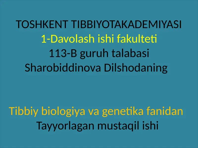 DNK ning oqsil biosintezidagi o’rni