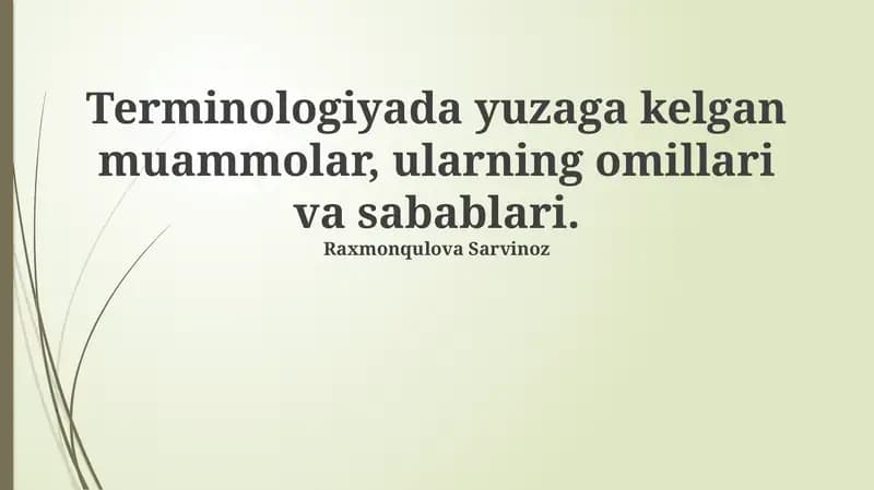 Terminologiyadagi asosiy muammolar