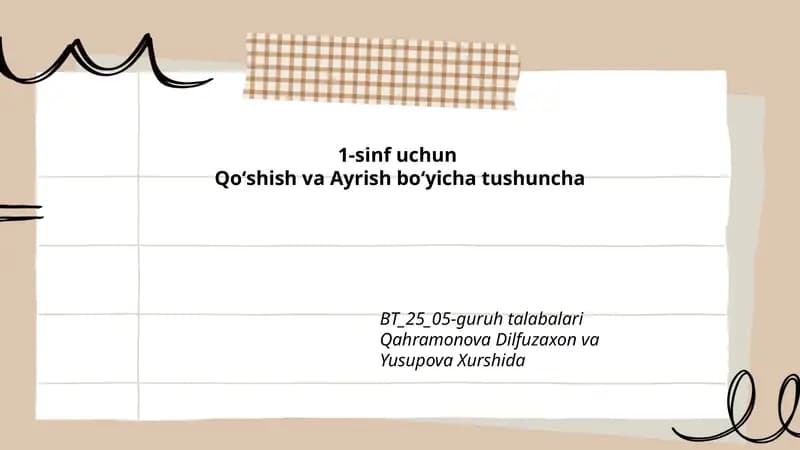 Qoʻshish va Ayrish boʻyicha tushuncha