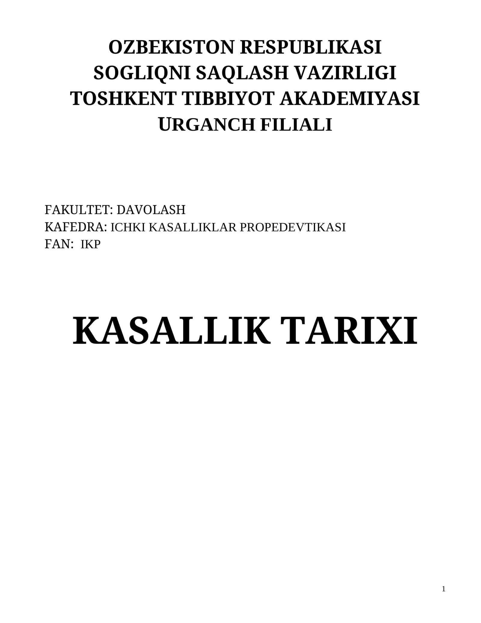 Kasallik tarixi