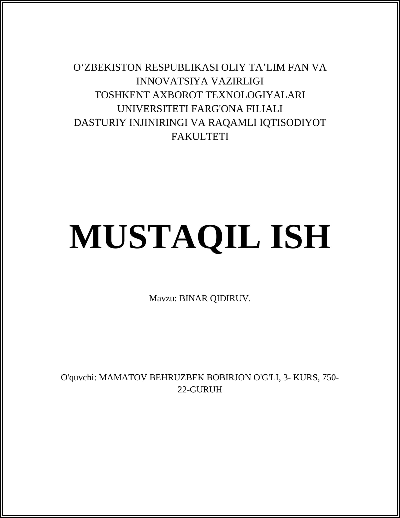 BINAR QIDIRUV