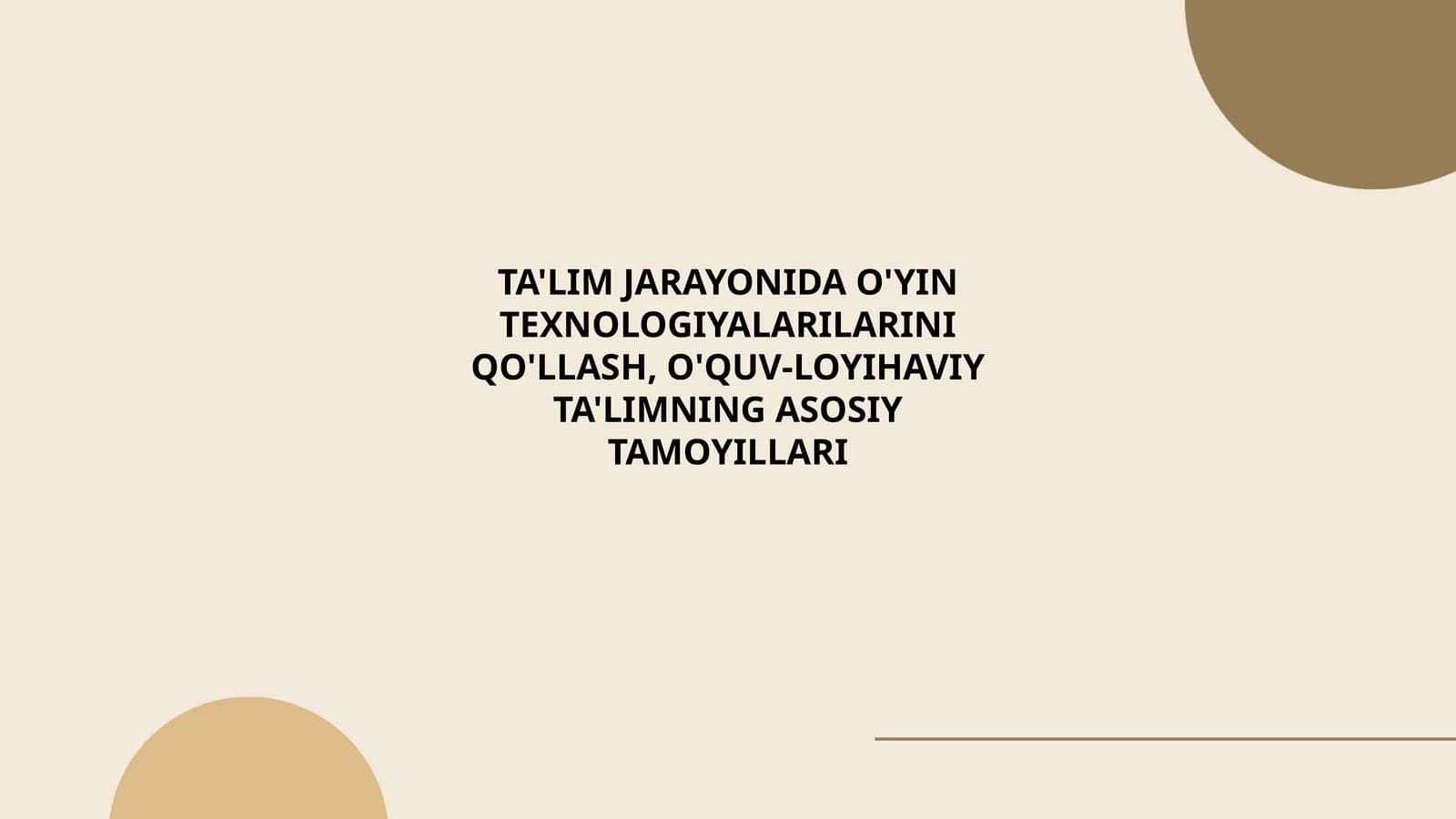 Ta'lim jarayonida o'yin texnologiyalari