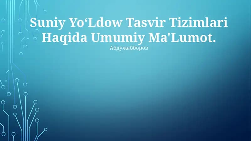 Suniy YoʻLdow Tasvir Tizimlari