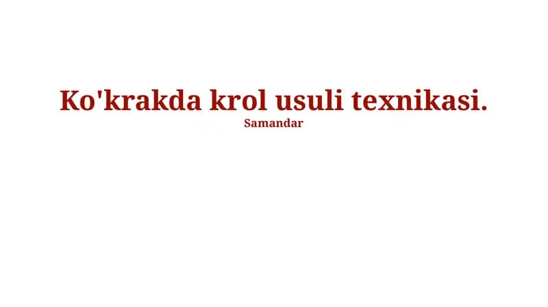 Ko'krakda krol usuli texnikasi