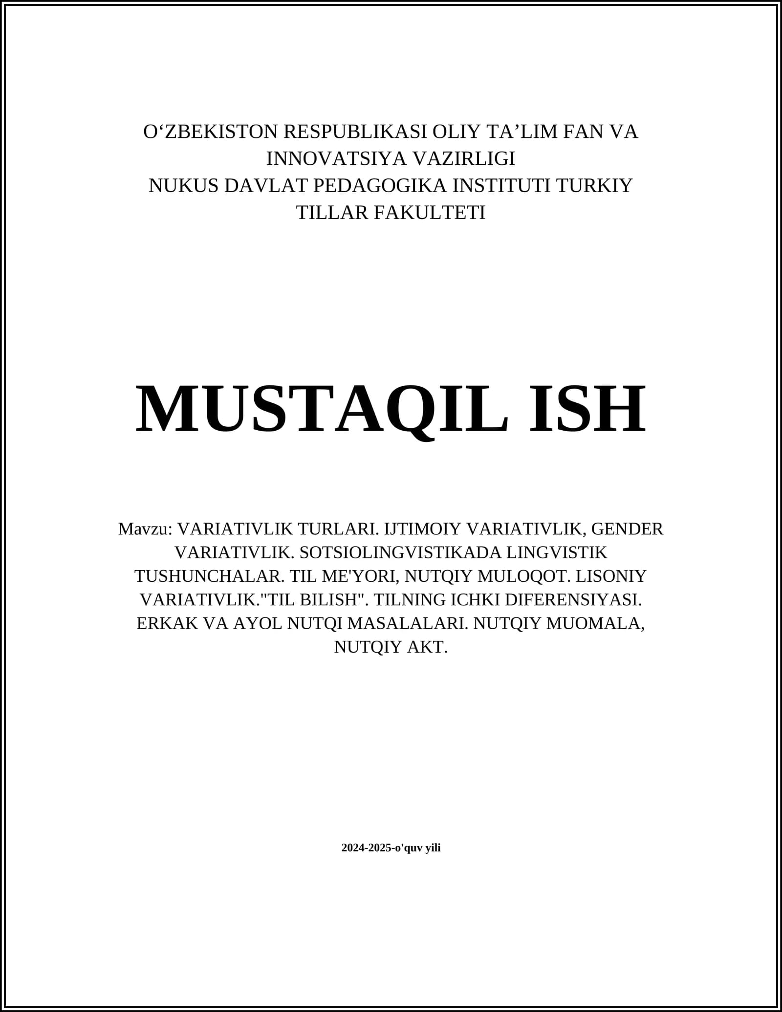 VARIATIVLIK TURLARI
