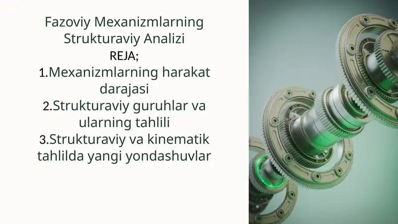 Fazoviy Mexanizmlarning Strukturaviy Analizi