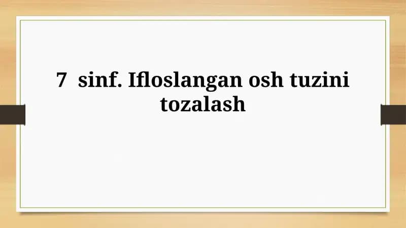 Ifloslangan oshtuzin tozalash