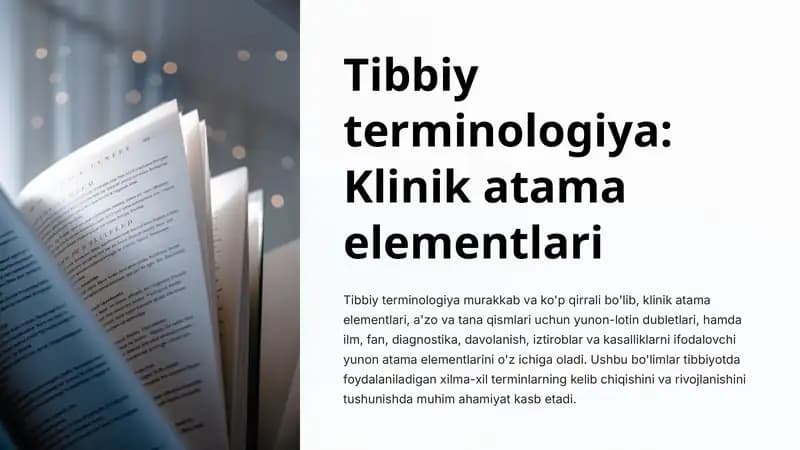 Tibbiy terminologiya: Klinik atama elementlari