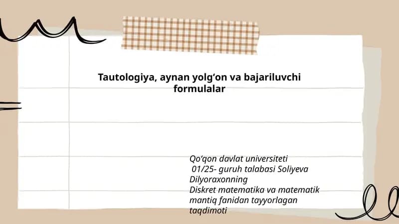 Diskret matematika va matematik mantiq