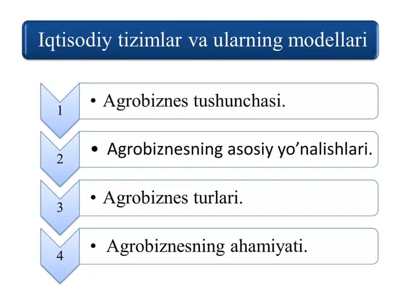 Iqtisodiy tizimlar va ularning modellari