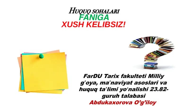 dars olib borish uchun shablon