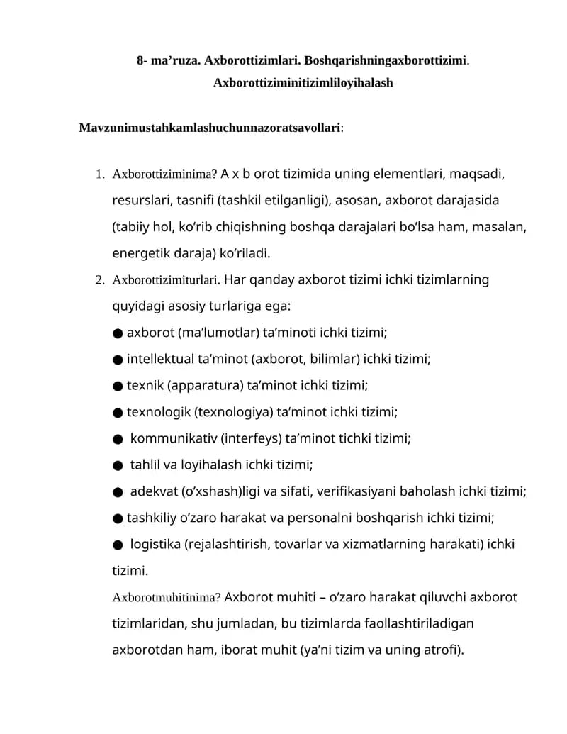 Axborot tizimlari