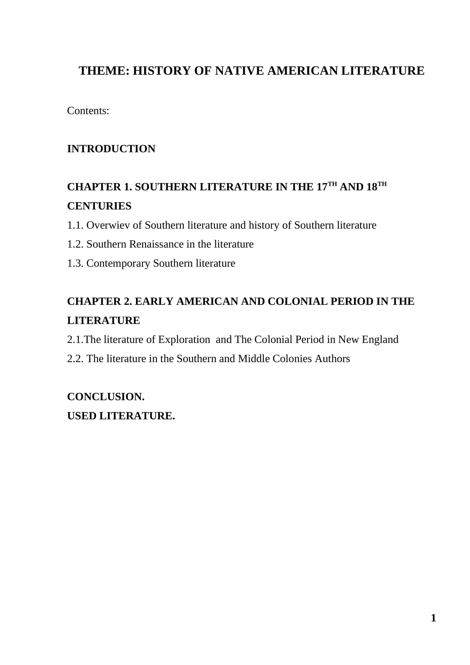 HISTORY OF NATIVE AMERICAN LITERATURE