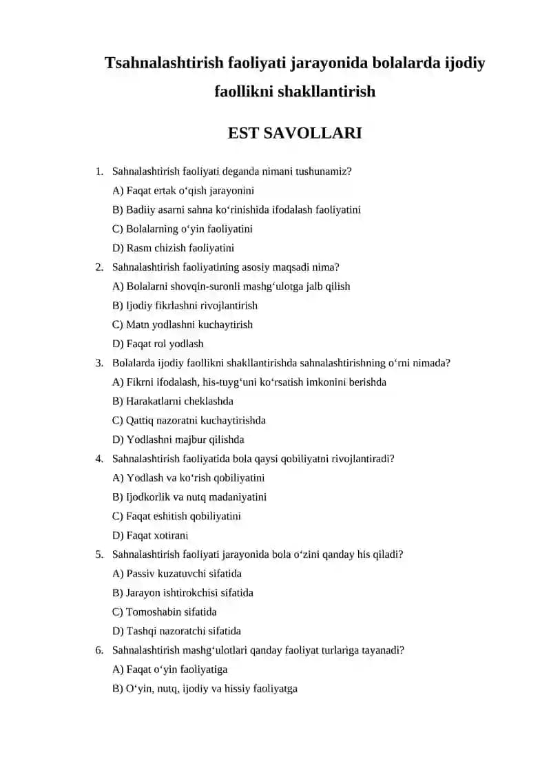 Sahnalashtirish faoliyati