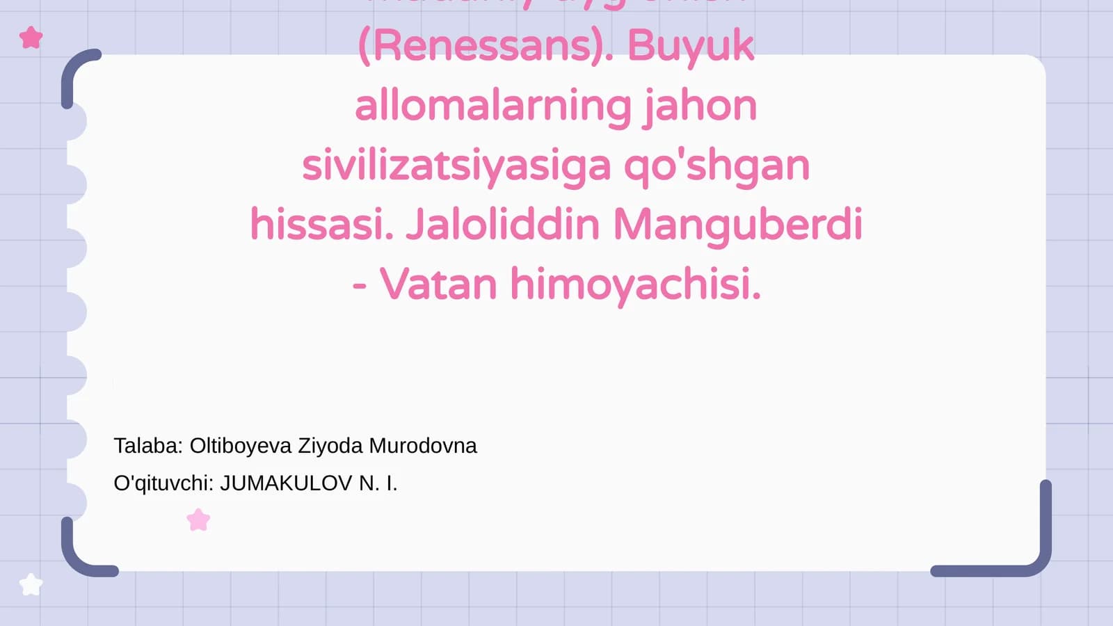IX-XII asrlarda mamlakatimizda madaniy uyg'onish (Renessans)