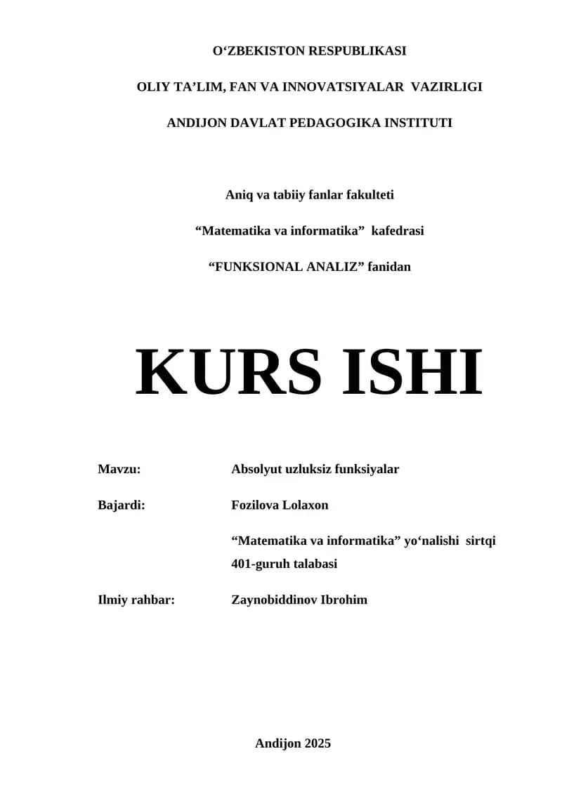 Absolyut uzluksiz funksiyalar
