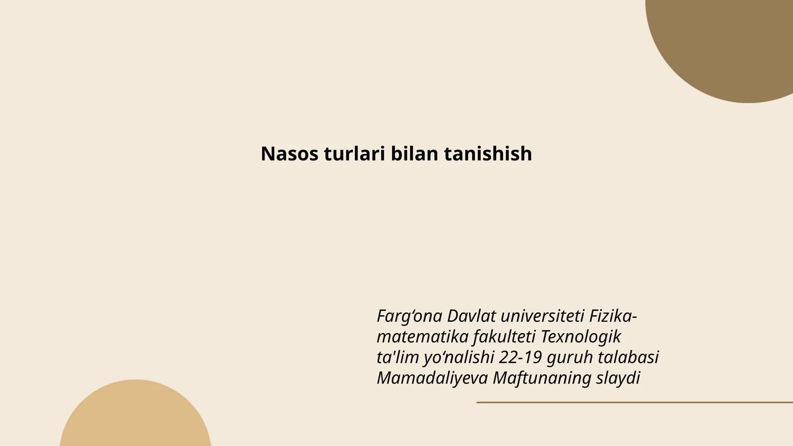 Nasos turlari bilan tanishish