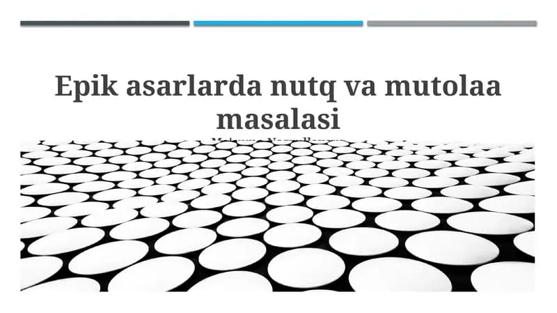 Epik asarlarda nutq va mutolaa masalasi